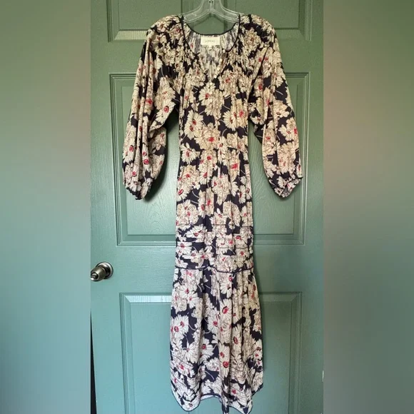 ❤️ THE GREAT FLOWY DAISY FLORAL COTTON MIDI DRESS BALLOON SLEEVES PEASANT BOHO - Picture 1 of 10